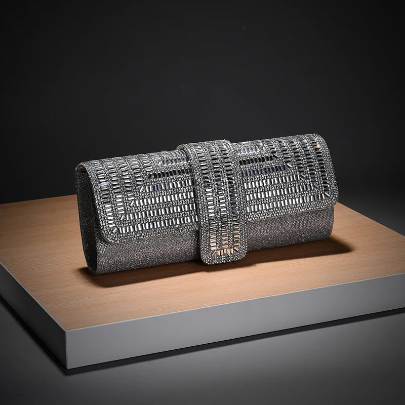 Pochette Diamants Cristal Mariage - Clutch Strass Soirée Mariée Enveloppe Femme - badassmood