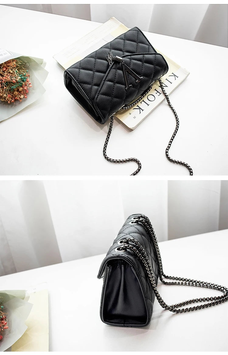 Sac à Main Luxe Femme Cuir PU Noir - Sac Bandoulière Matelassé