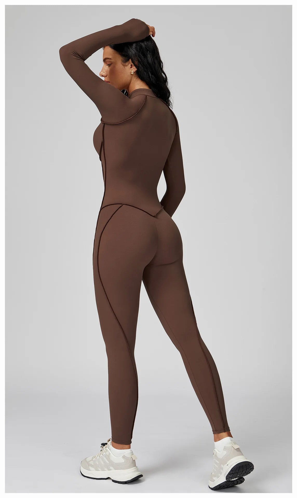 Yoga Bodysuit Long Sleeved Women's Tracksuits Gym Zipper Jumpsuits Sports Workout High-intensity Fitness One-piece Tights Suit - badassmood