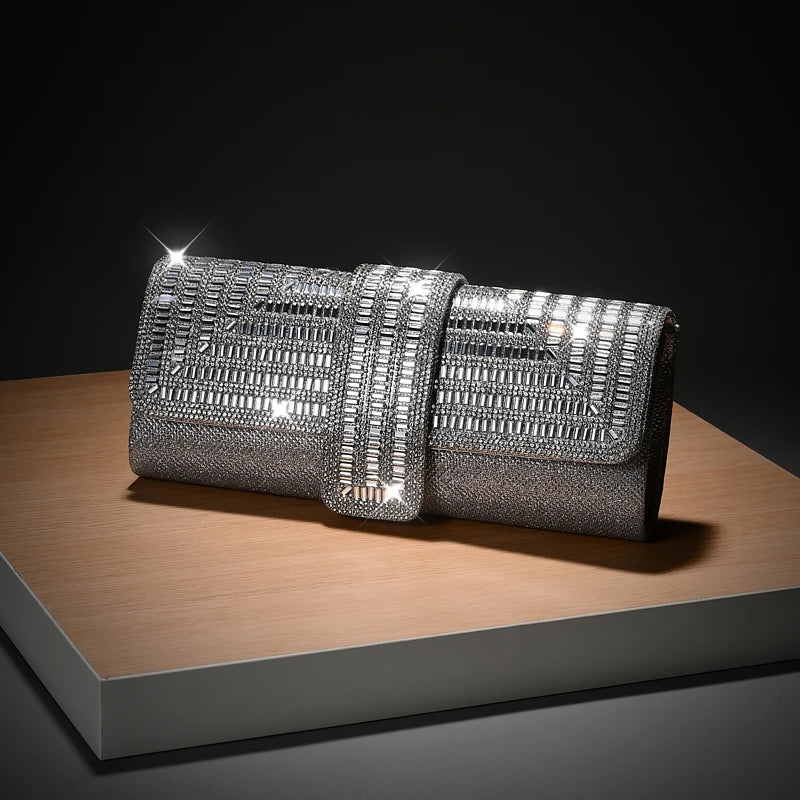 Pochette Diamants Cristal Mariage - Clutch Strass Soirée Mariée Enveloppe Femme - badassmood